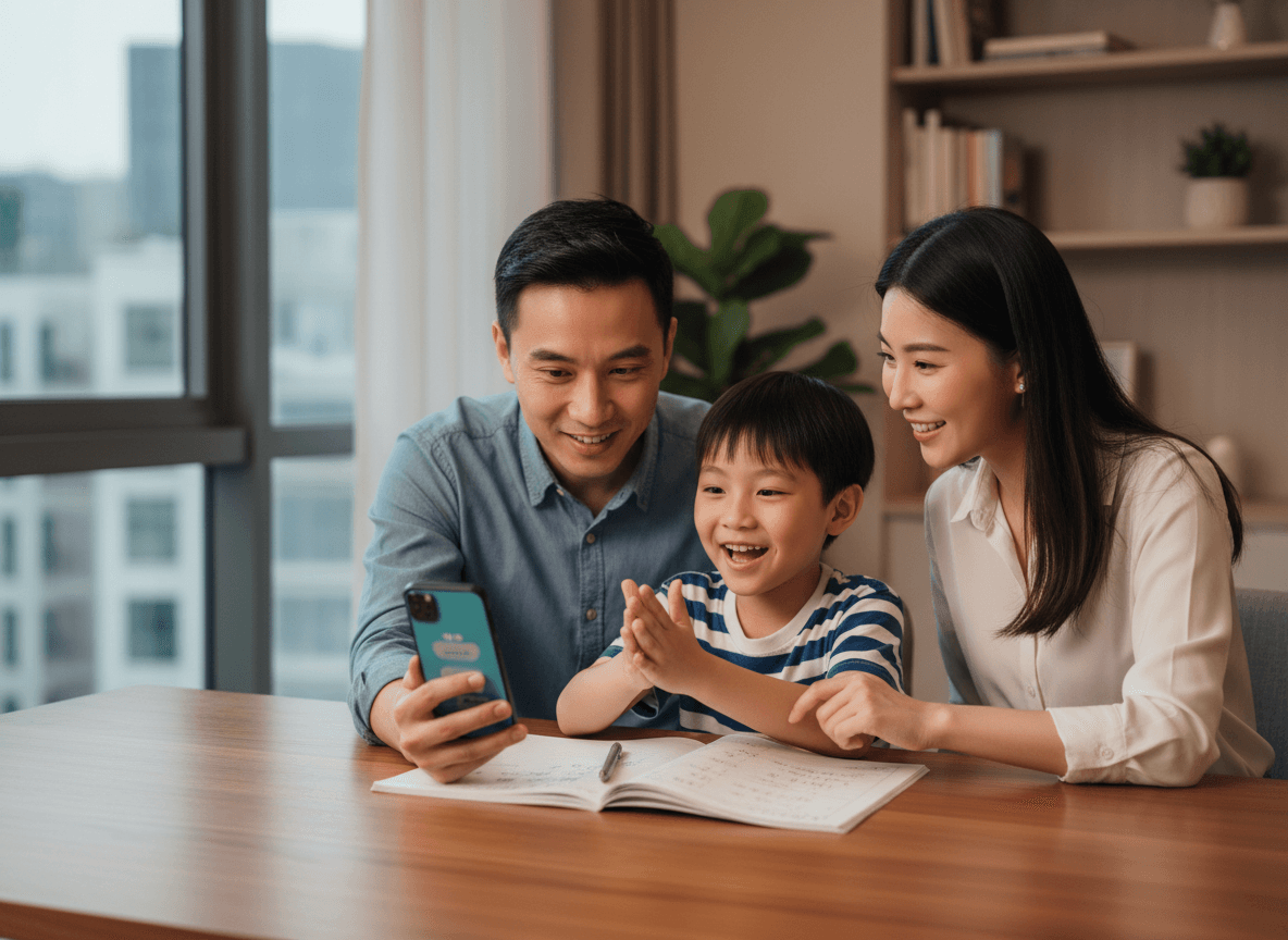 香港家庭喺餐桌旁分享功課上嘅突破時刻