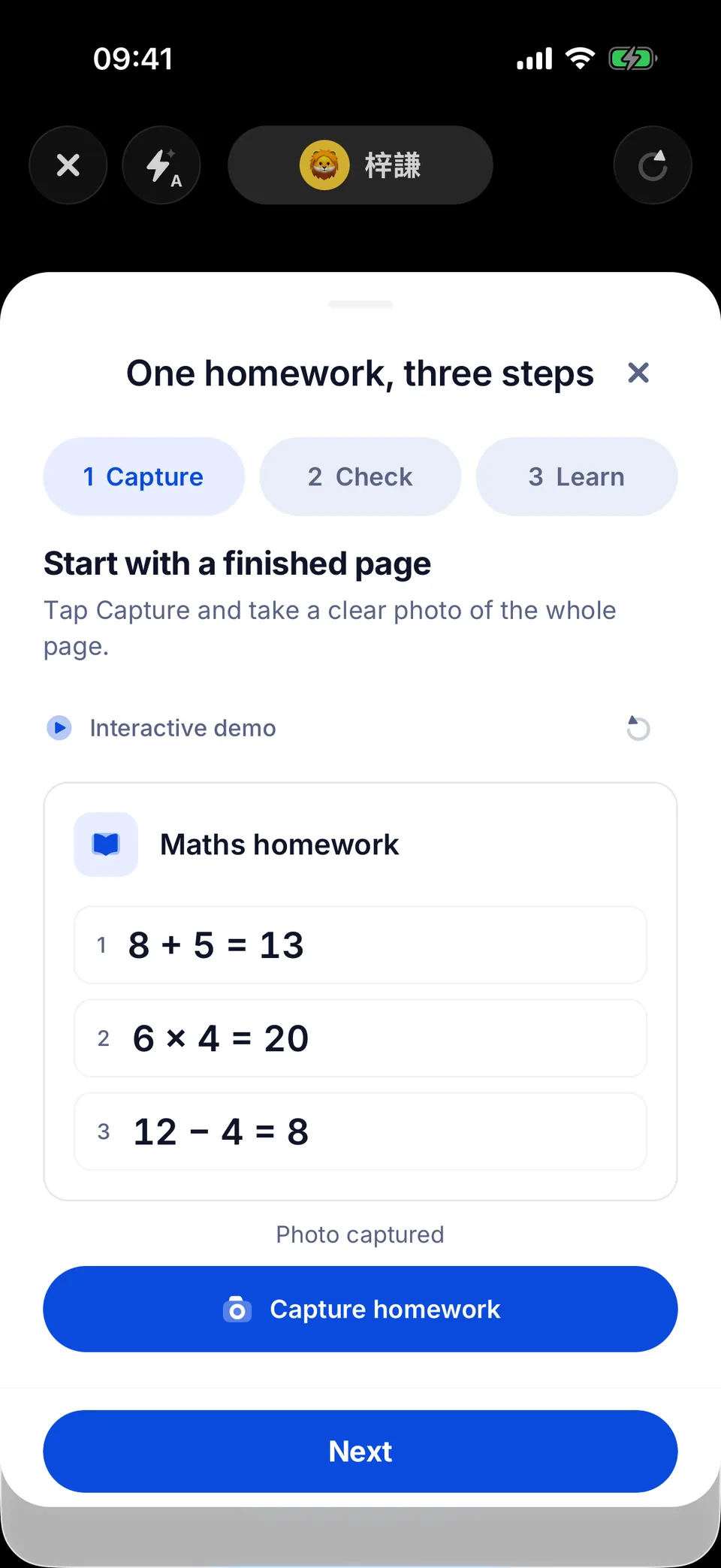 Sample grading: one homework, three steps